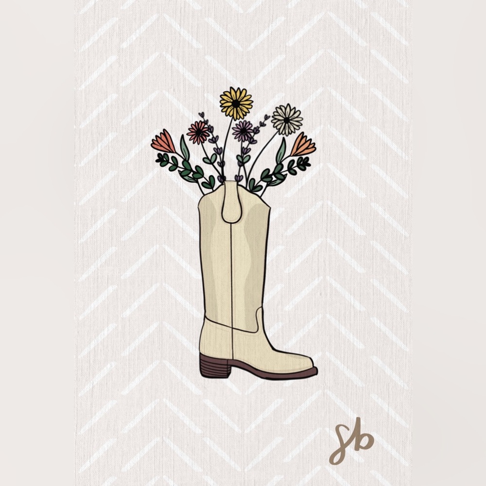 Wall Art or Instant Print | Cowboy Boots Flower Vase | Gift Idea | Decoration - Picture 2 of 2